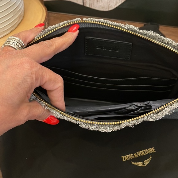 Beautiful black washed denim clutch by Zadig & Voltaire , brand new with a tag - Picture 9 of 14